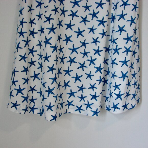 Shift Midi Dress Blue White Summer Starfish Sleeveless A-Line Office Nine West 4 - Picture 7 of 14